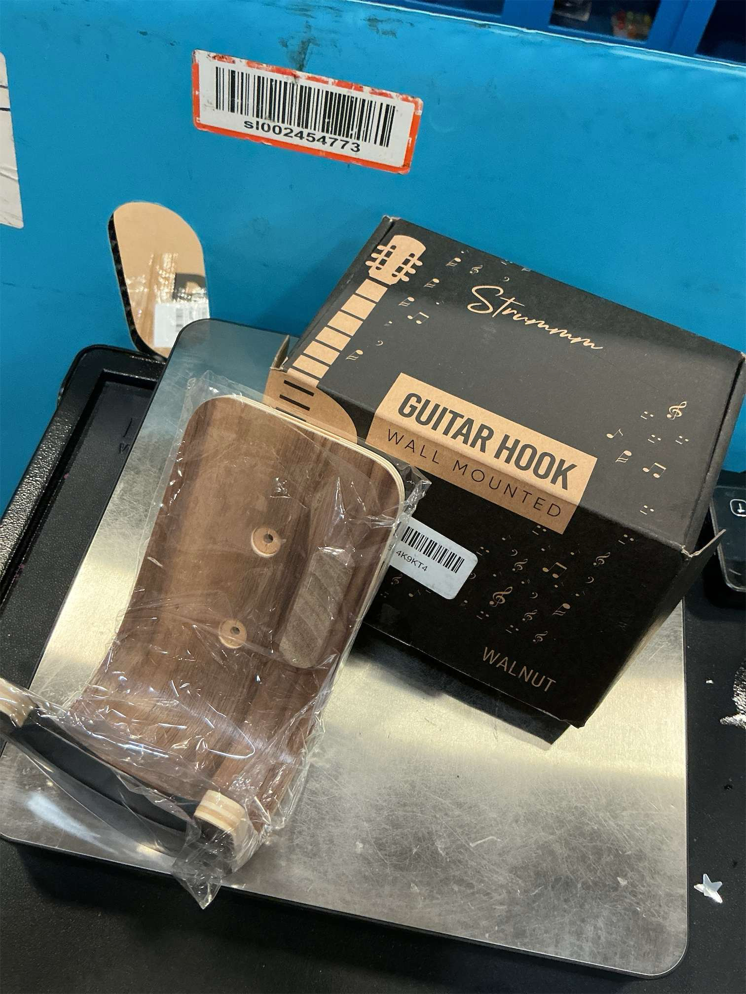 Guitar Wall Mount Hook: Modern Design Walnut Wood Guitar Hanger for Storage & Display. Heavy Duty Ply Guitar Holder for The Wall. Hangers Stand for Acoustic Guitars, Ukulele, Bass, Violin, Cello