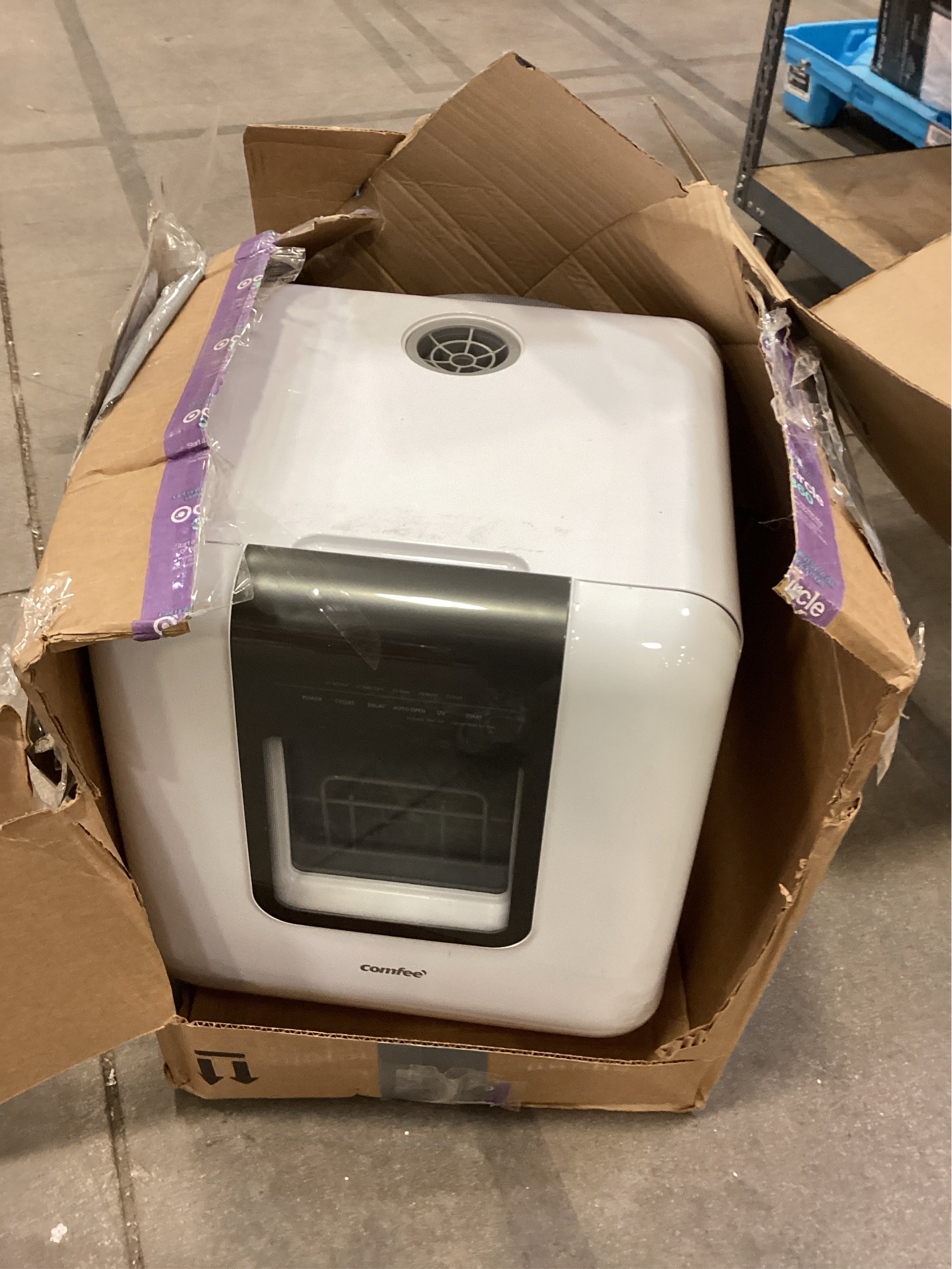 COMFEE' Countertop Dishwasher, Portable Dishwasher with 6L Built-in Water Tank, Mini Dishwasher with More Space Inside, 7 Programs, UV Hygiene& Auto Door Open, for Apartments, Dorms& RVs, White