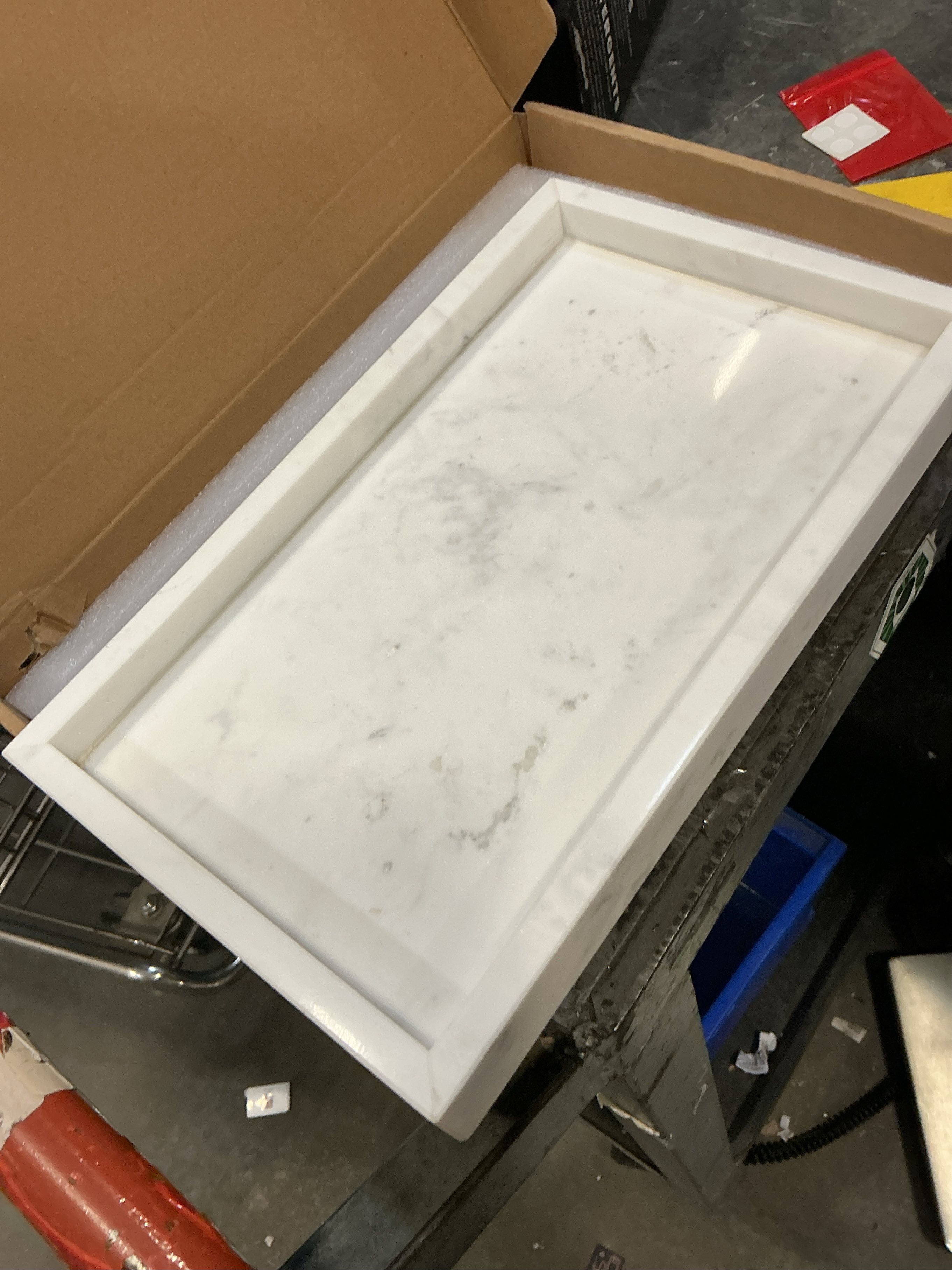 Natural Marble Vanity Bathroom Tray, 10 x 6.1 x 0.9 Not Plastic, Real Stone Home Decor Tray for Bathroom,Countertop,Kitchen, Sink Storage Holder Organizer for Soap Candles Perfume