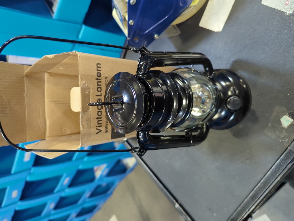 Black Vintage LED Hurricane Lantern, Warm White Battery Operated, Antique Metal Hanging With Dimmer Switch, 15 LEDs, 150 Lumen for Indoor or Outdoor Usage (Black)