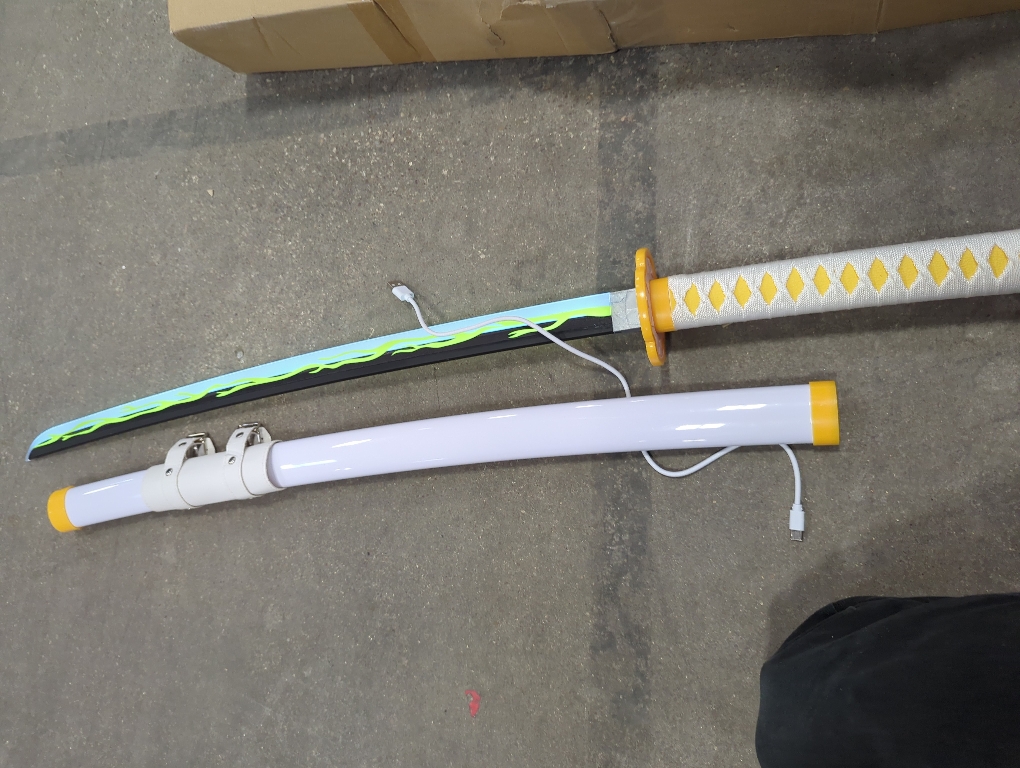 Zisu LED Glowing Anime Cosplay Sword Tanjiro Sword - 40 Inch Rechargeable Light Up Sword with Stand & Belt