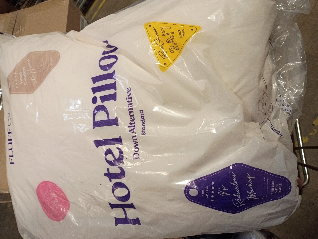 FluffCo Zen Fluff Pillows - Down Alternative - Standard/Queen Bed Pillow for Sleeping Made in USA - Luxury Hotel-Quality Pillow - 100% Cotton, 300 Thread Count (Soft Queen Size 1 Pack)