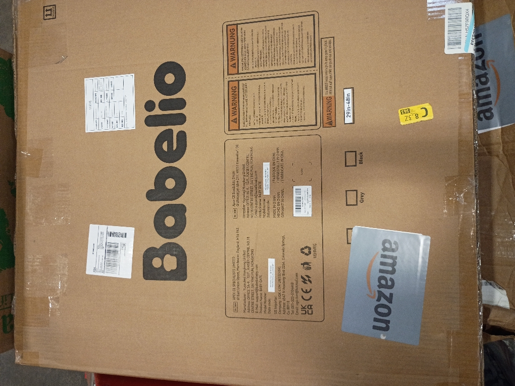 Babelio 29-48 Metal Baby Gate with Brown Wood Pattern, Auto Close Dog Gate PressGuard P7 for The House, Stairs and Doorways, Pressure Mounted Pet Gate with Door, Safety Gate for Child and Pets