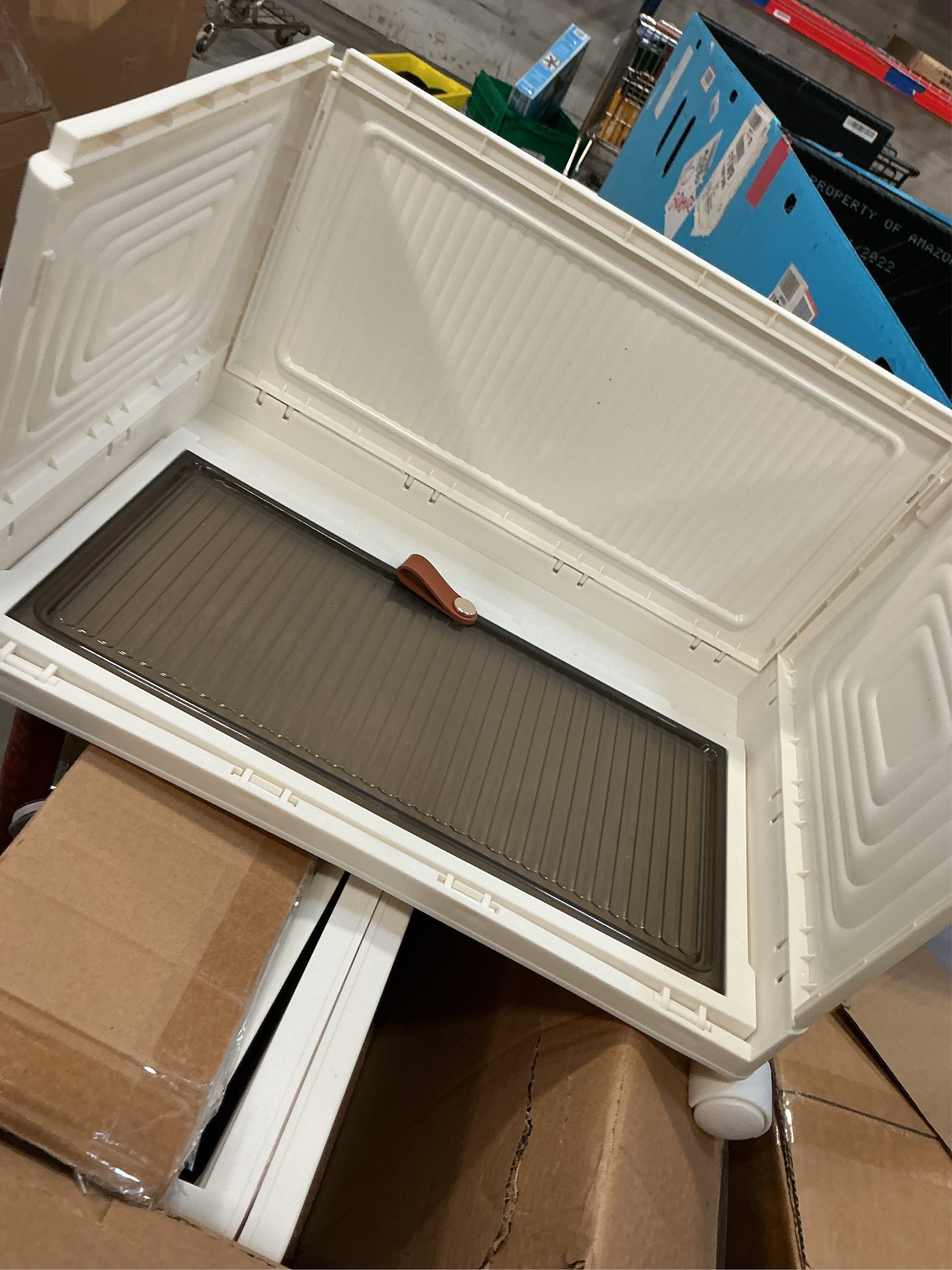 4 Tier Plastic Storage Bins with Lid 23QT, Stackable Storage Containers with Wheels, Folding Storage Boxes, Collapsible Storage Bins, Closet Organizers and Storage for Living Room,Office,Dorm