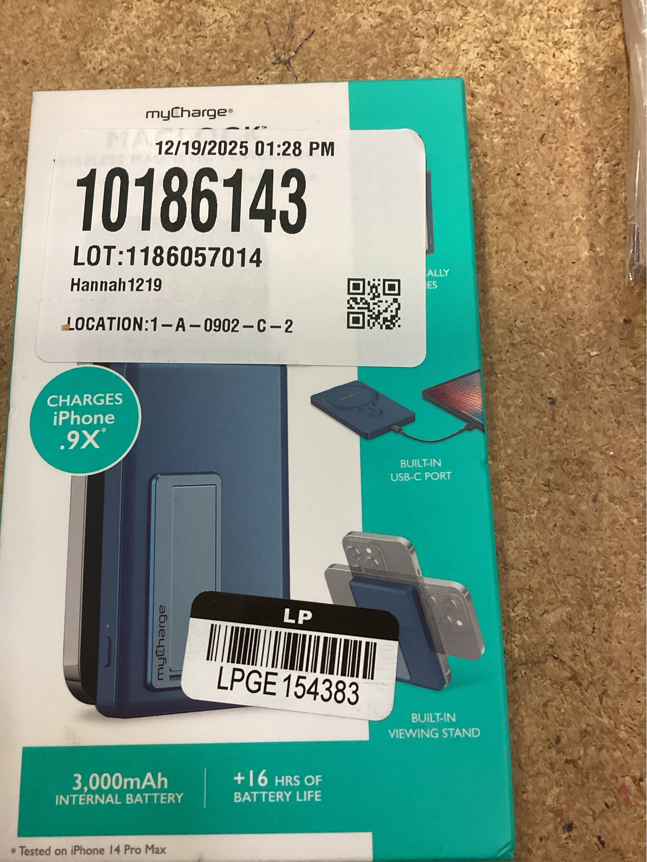 myCharge Maglock 3k 3000mAh/12W Wireless Charger   USB-C Power Bank - Blue