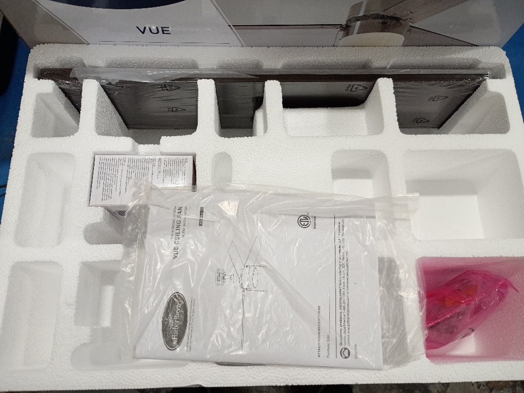 Harbor Breeze Vue 44-in Brushed Nickel with Driftwood/Cocoa Blades LED Indoor Ceiling Fan with Light (3-Blade) (Broken)