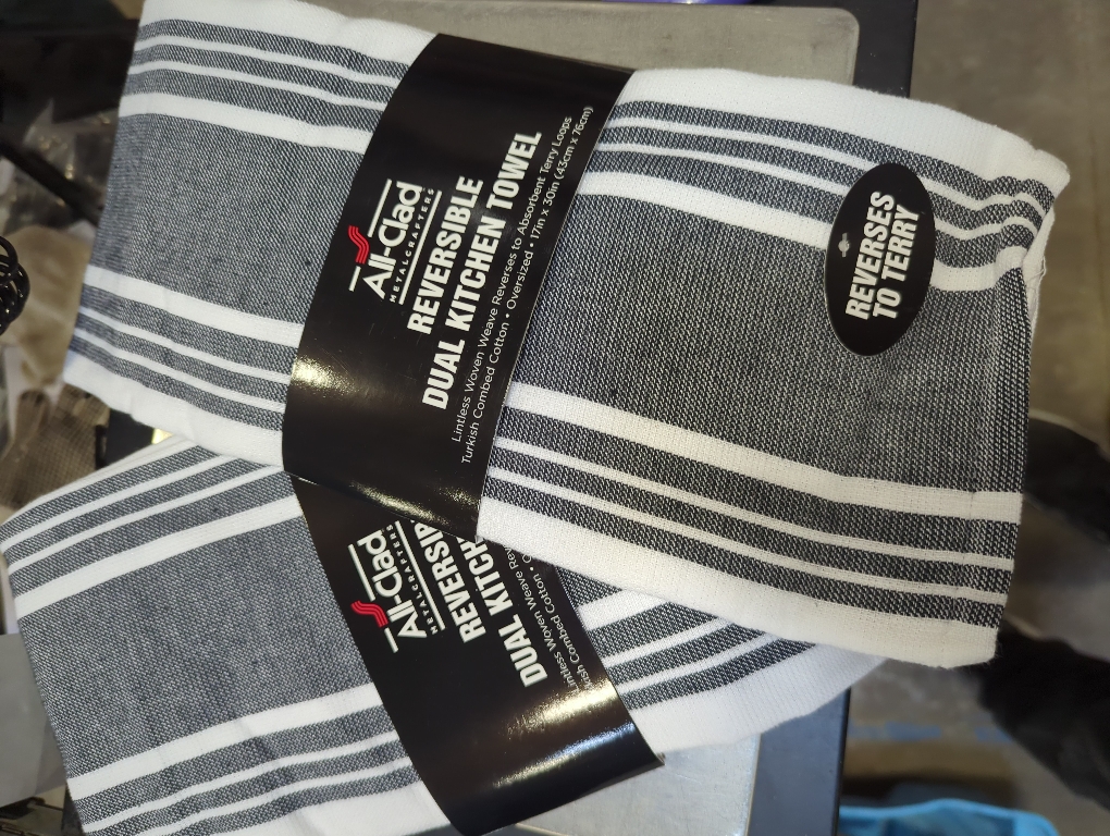 2pk All-Clad Striped Dual Kitchen Towel in Black