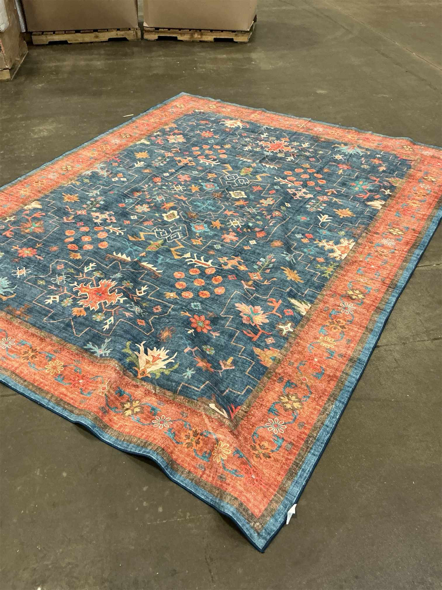 Large 3x5 Kitchen Rug Non Slip Machine Washable, Throw Rugs for Entryway Indoor, Floor Mat, Home Office Under Chair - Stain Resistant Non Skid Rubber Backing, Tribal Farmhouse Décor (3x5 Navy Blue)