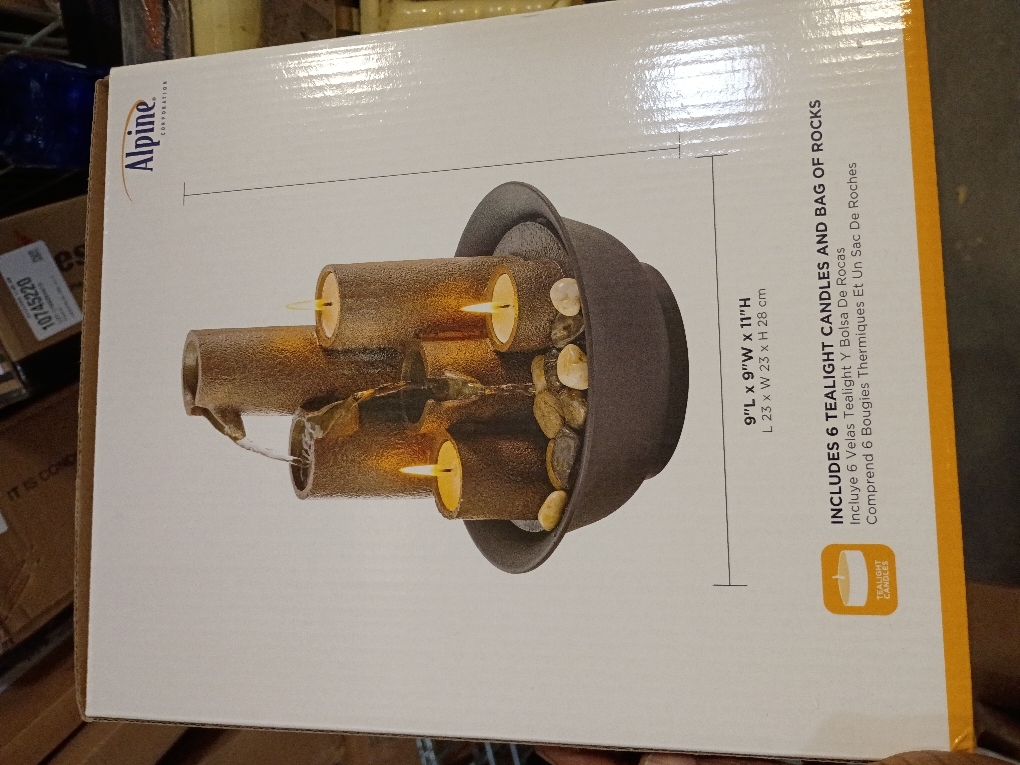 Alpine Resin Brown 11 in. H Tiered Column Table Top Fountain