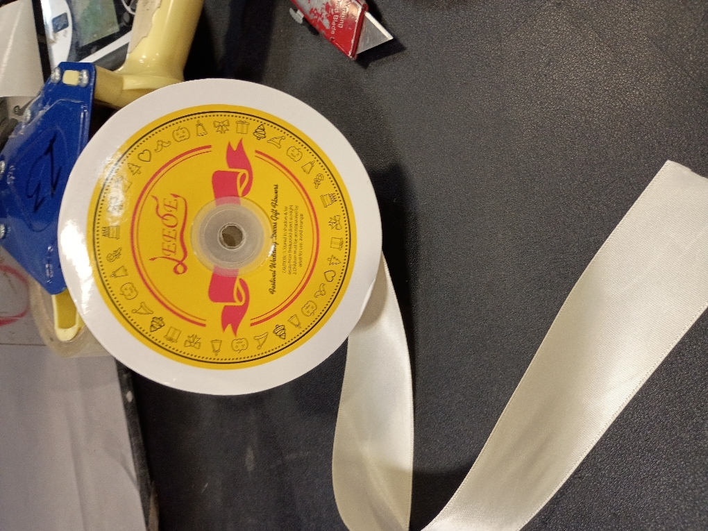 Double Face Ivory Satin Ribbon 1-1/2 inch X 50 Yards Polyester Ivory Ribbon 2 pack