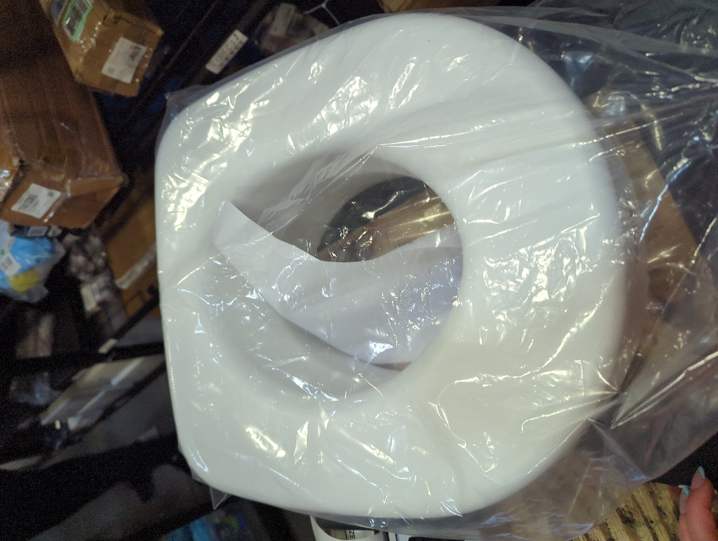 HealthSmart Enhanced Comfort 5 Raised (Round) Toilet Seat Risers for Seniors 5 Slip Resistant Pads FSA/HSA Eligible Padded Toilet Seat Elevation 15.7 x 15.2 x 6.1