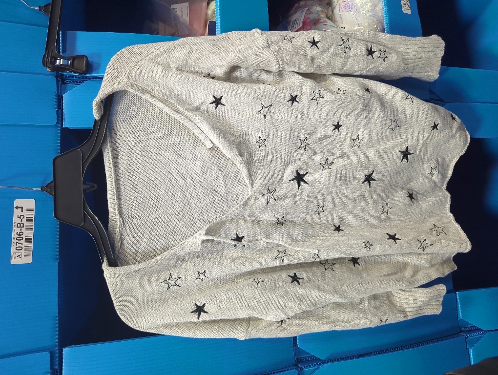 Size M Women V Neck Star Graphic Sweater Fringed Knitting Pullover Soft Jumper Long Sleeve Sweater-wear Stylish Loose Tops