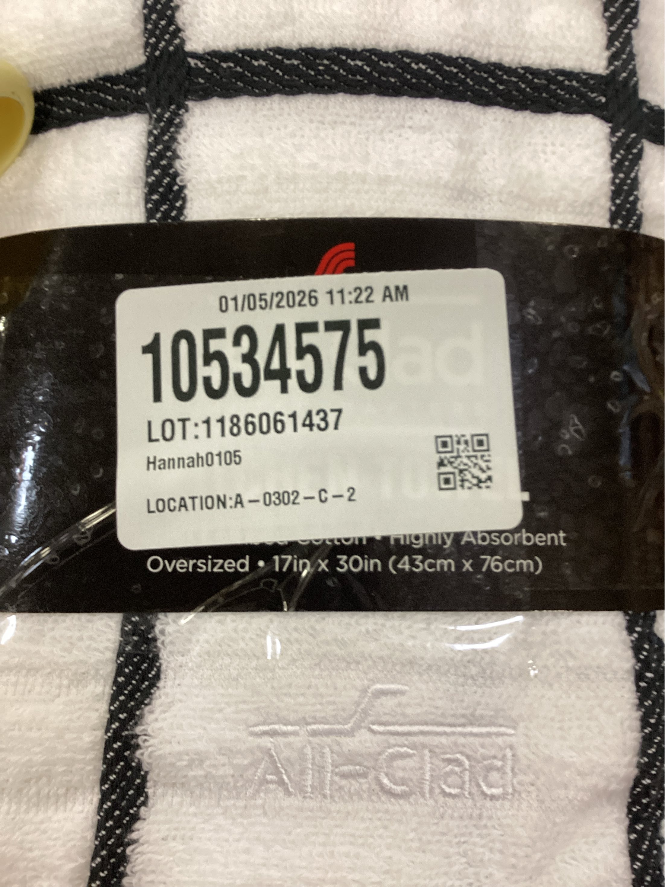 All-Clad Checked Cotton Kitchen Towel, 2 pack black