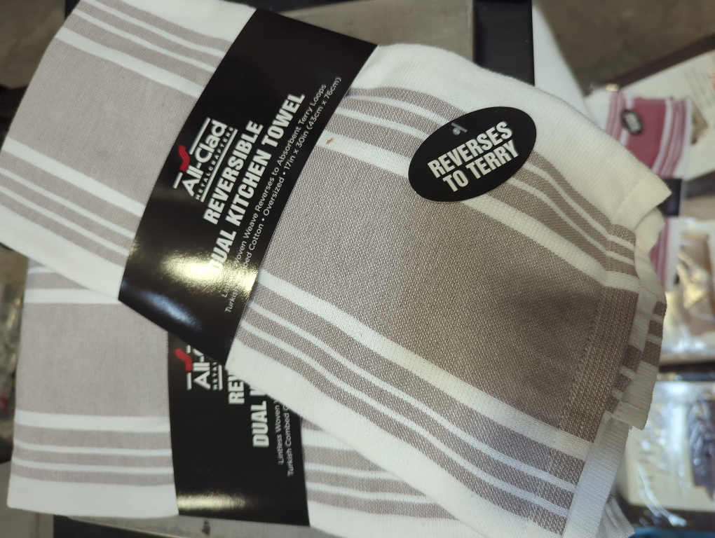 2pk All-Clad Striped Dual Kitchen Towel in Titanium