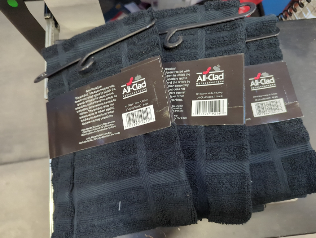 All-Clad Solid Kitchen Towel: Highly Absorbent, Super Soft Long Lasting - 100% Cotton, 17x30 Tea Towel for Cleaning & Drying Dishes, Pans, Glassware, or Countertops, (3-Pack), Black