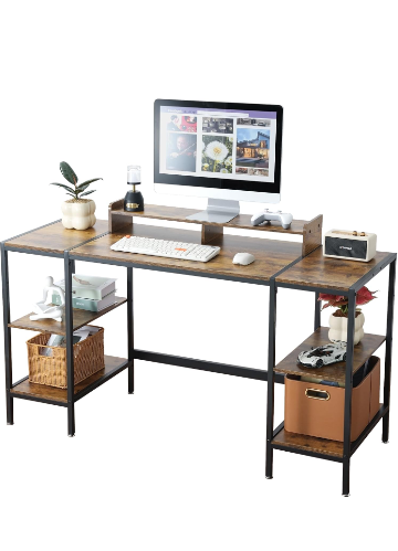 Computer Desk 55-inch with Storage Shelf - Pink Ideal Gaming Desk for Bedrooms, Small Spaces, and Home Offices Modern Writing Desk for PCs.