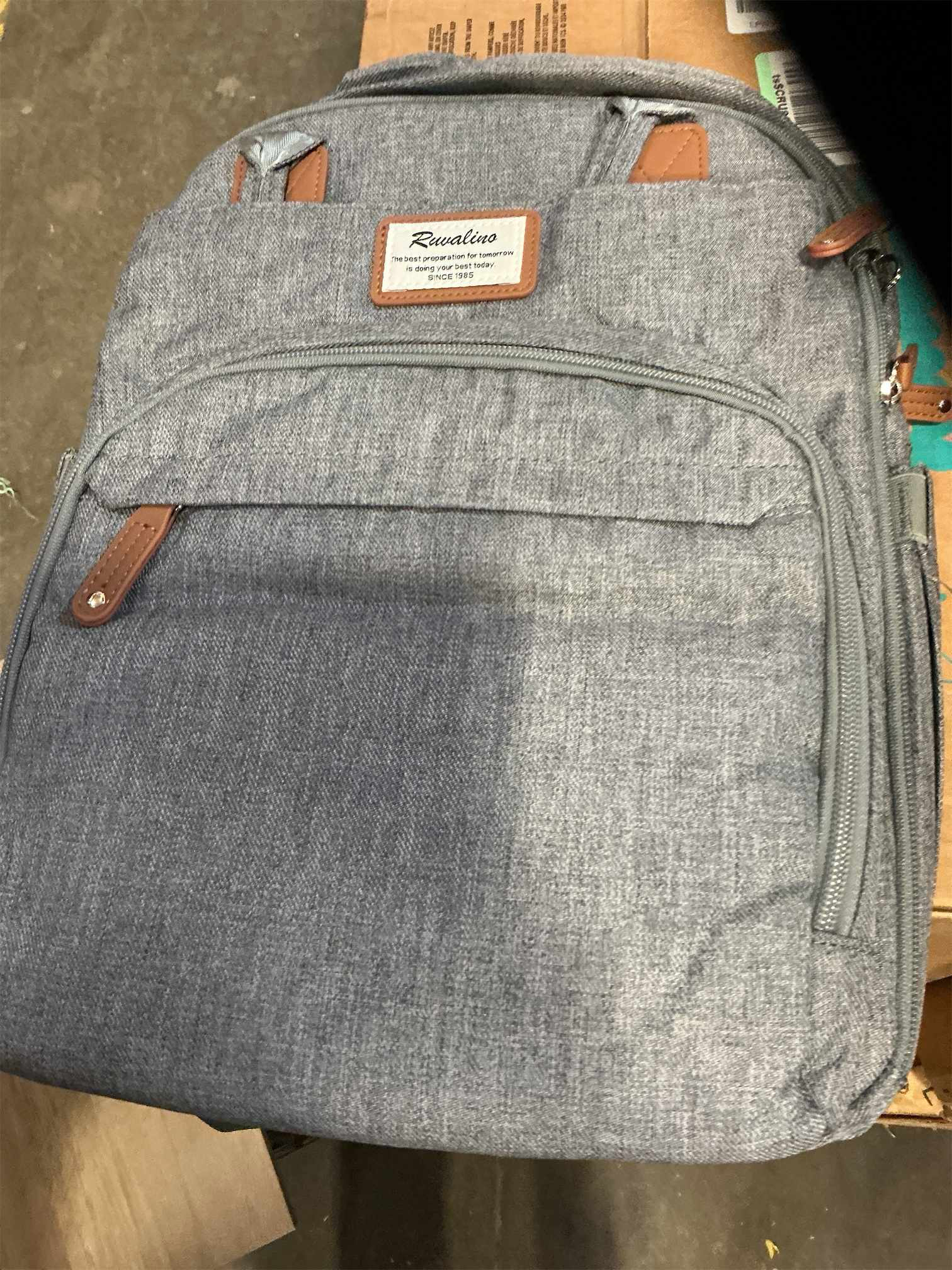 RUVALINO Diaper Bag Backpack-Multifunction Travel Baby Diaper Bag with Changing Pad, Insulated Bottle Holders & Pacifier Case, Large Capacity, Waterproof, Gray