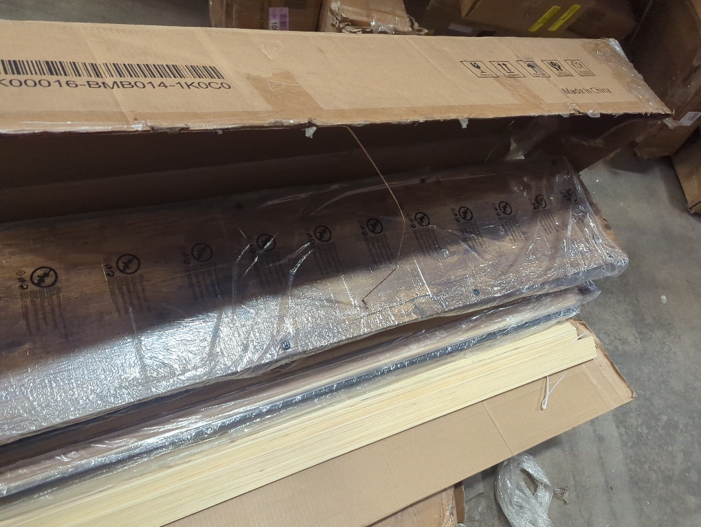 Size king Color brown Lift Up Storage King Bed Frame & Charging Station, Rustic Brown