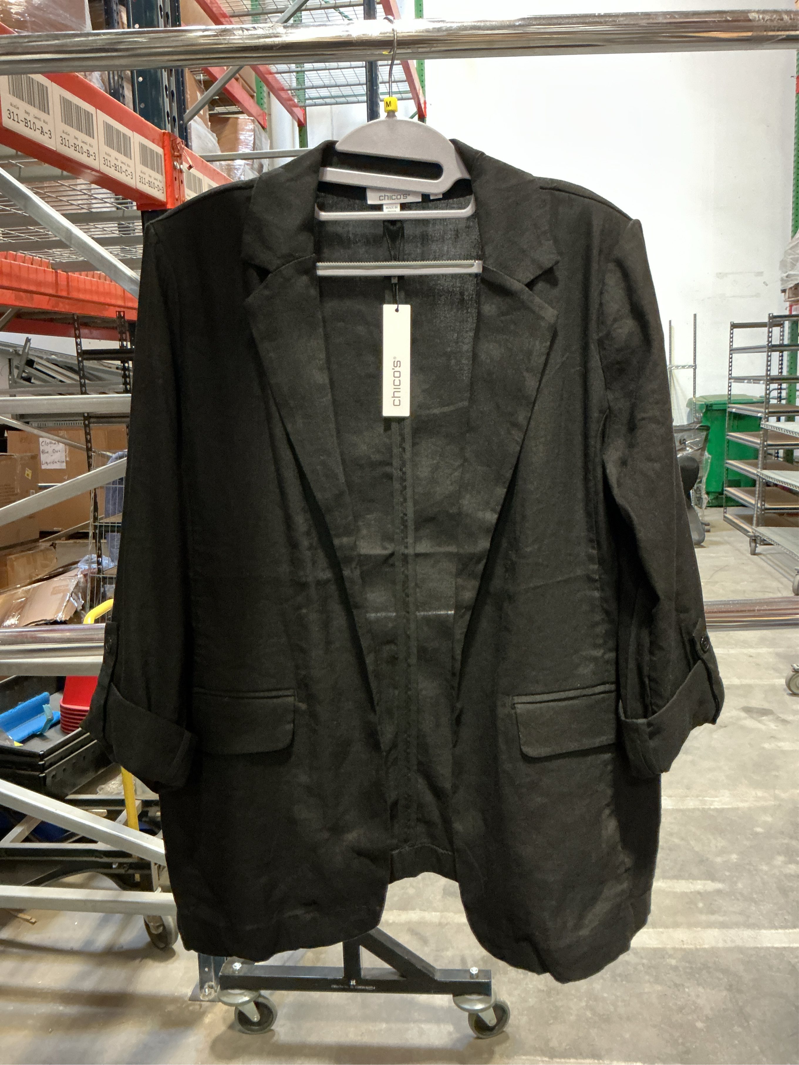 Size US8 Chico’s Women’s Stretch Linen Blazer (3/4 SLV Jacket) Black