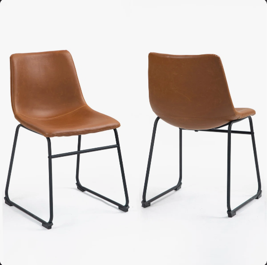 Faux Leather Upholstered Side Chair (Set of 2) Cappuccino