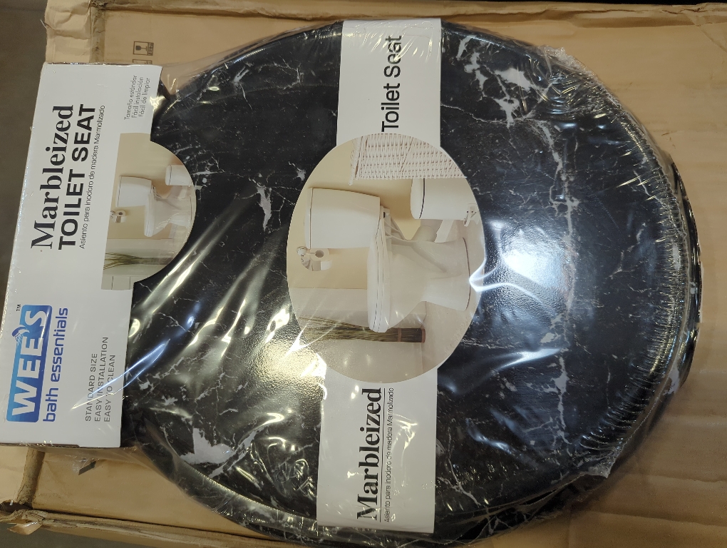 Wees Bathroom Essentials Marbalized Toilet Seat Black and White