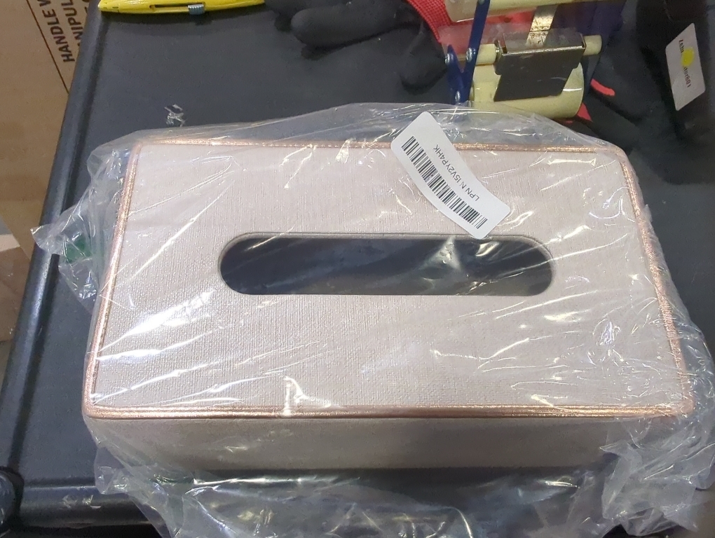 Tissue Box Cover, PU Leather Tissue Box Holder Rectangular Box Covers for Home/Office/Car Decoration 9.84X5.23X3.77 - Beige