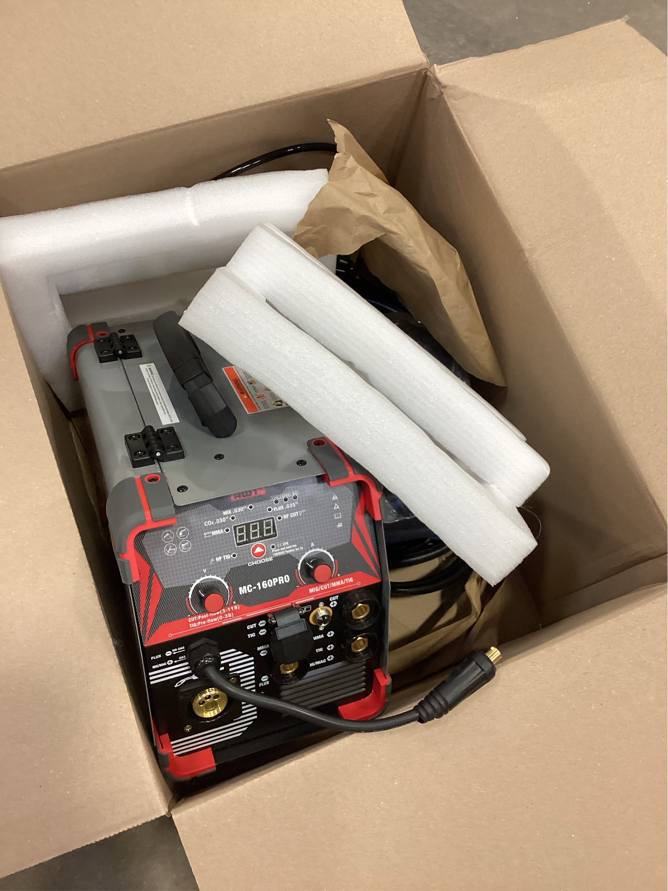 AWT MIG Welding Machine,160A 5 in 1 Plasma Cutter Welder Combo HF TIG/Gas MIG/Flux MIG/Stick Welding,110/220V Dual Voltage, Multi-Process Welder MIG88-160M