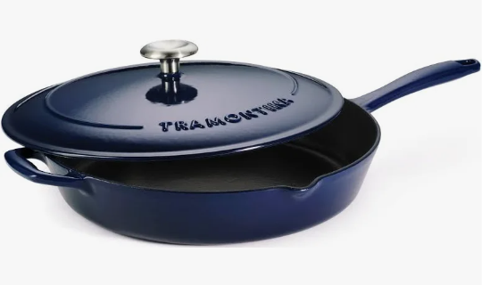 Tramontina 12 Enamel Cast Iron Skillet With Lid Blue