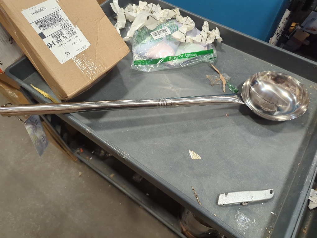Extra Large 46” Stainless Steel Spoon – Giant Lightweight Cooking Ladle for Commercial & Home Use – Nearly 4ft Long Industrial Very Big Kitchen Spoon for Soups, Chili, Stock Pots, or Theater Prop