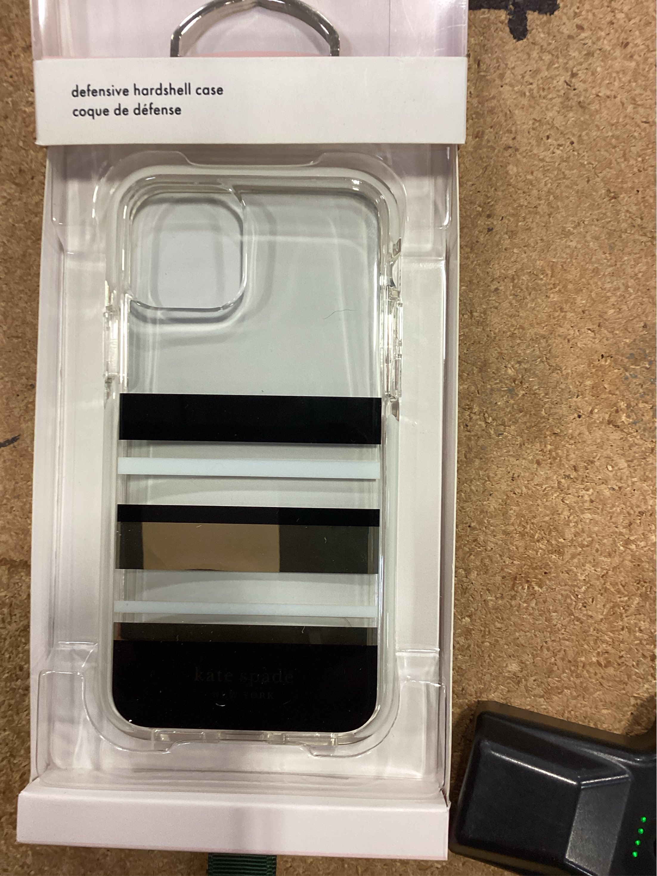 kate spade new york Defensive Hardshell Case (1-PC Comold) for iPhone 11 Pro, Park Stripe Gold Foil/Black/Cream/Cream Bumper/Clear