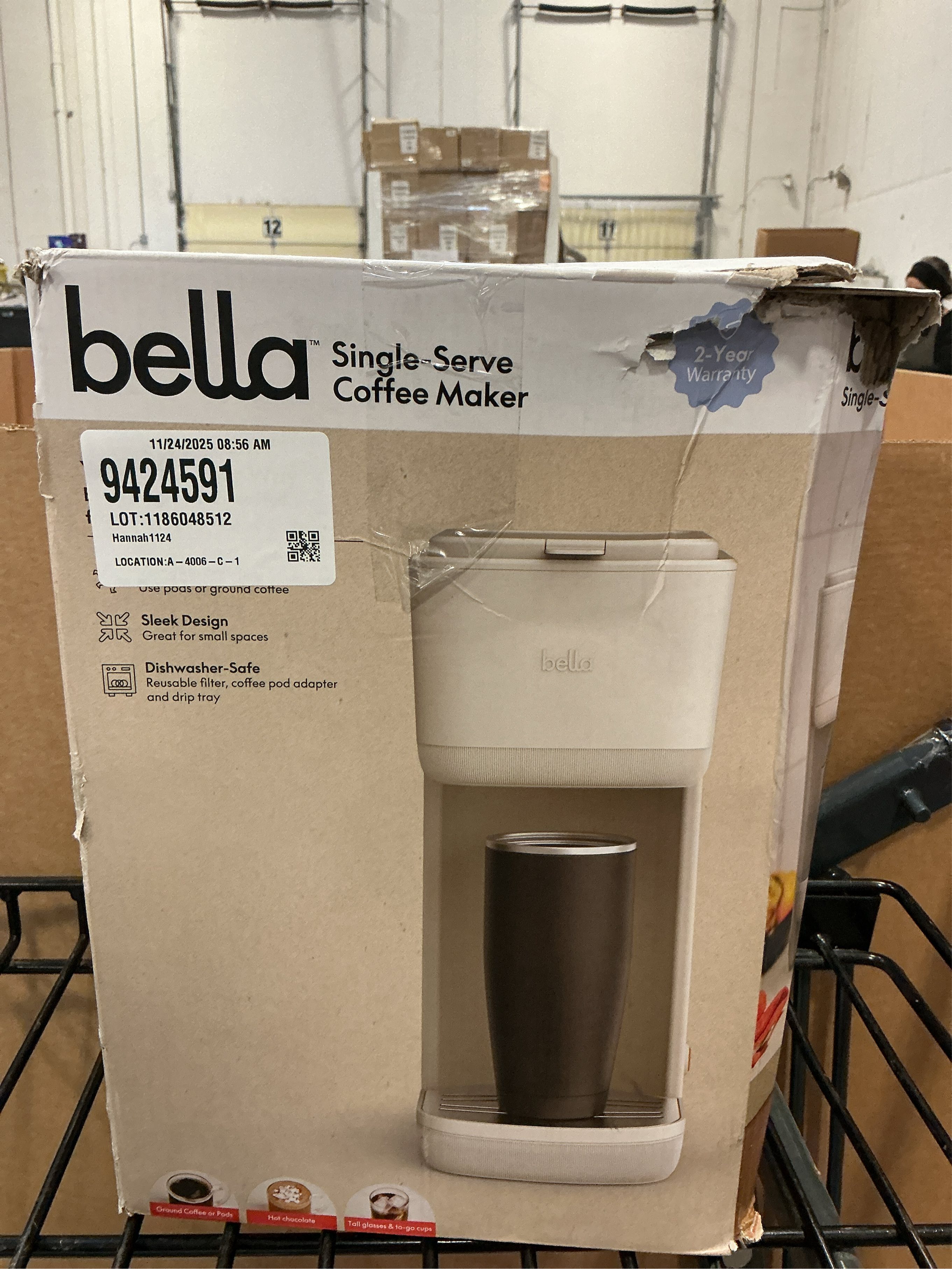 BELLA Single Serve Coffee Maker, K Cup & Coffee Ground Compatible with Removable, Adjustable Drip Tray, Auto Shutoff & Reusable Dishwasher Safe Accessories, Brews 6oz to 14oz, 1000 Watt, Oatmilk