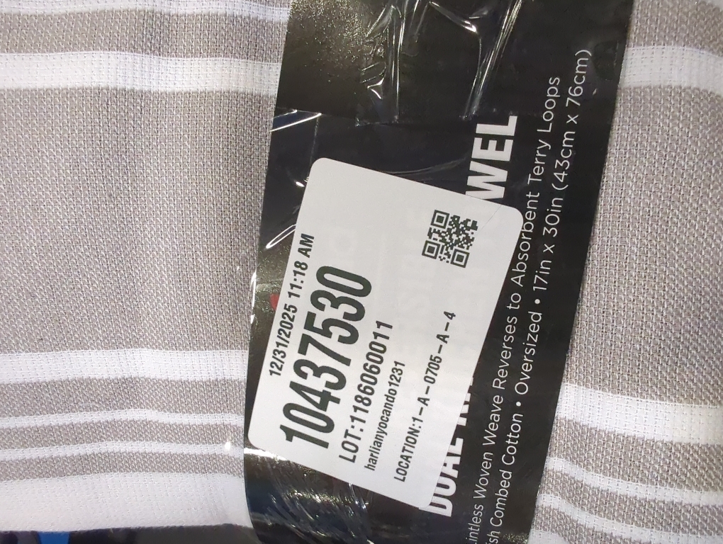 All-Clad Striped Dual Kitchen Towel in Titanium 2 pack