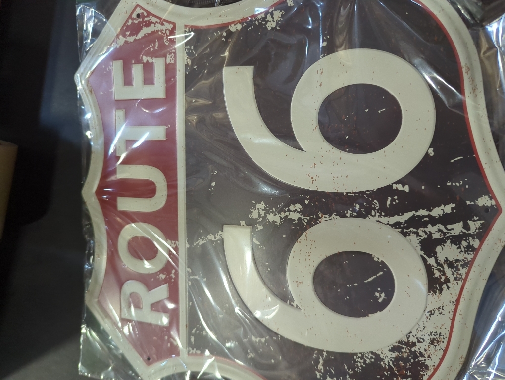 HANTAJANSS Route 66 Road Signs Vintage Room Decor Metal Sign Retro Road Sign Tin Decor Sign for Home, Room & Garage Wall Decoration 12× 12 Inches