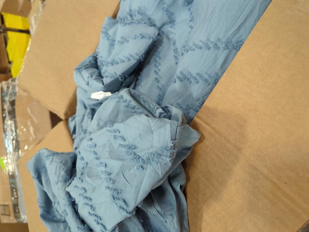 Litanika Grayish Blue King Size Comforter Set with Sheets - 7 Pieces Bed in a Bag King Chevron Tufted Complete Bedding Sets with Comforter, Sheets, Pillowcases & Shams