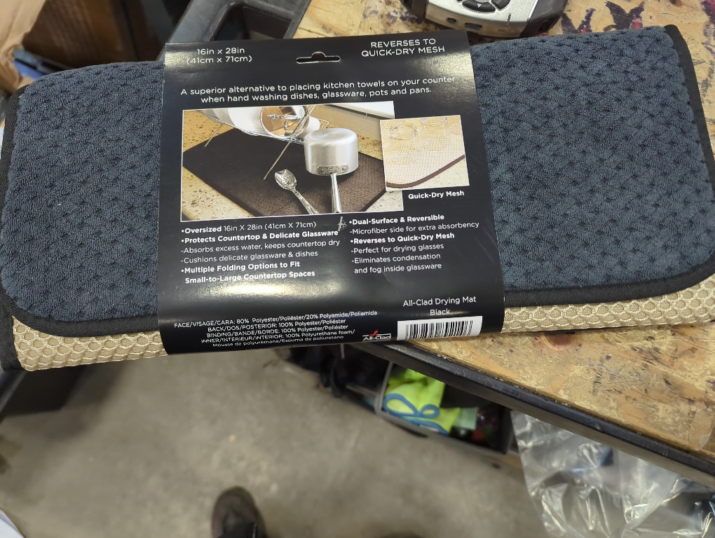 All-Clad Premium Reversible Dish Drying Mat for Kitchen: 16 x 28 Ultra-Absorbent, Long-Lasting, No Condensation, and Oversized for Large Pots and Pans - 2 Pack, Black