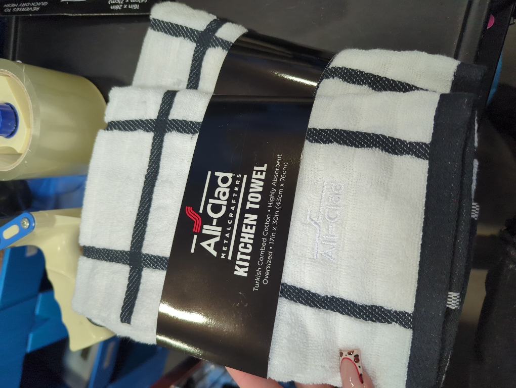 2 pack All-Clad Checked Cotton Kitchen Towel, Almond