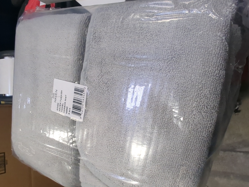 Set of 6 Color Grey Haven Turkish towel harbor mist hand