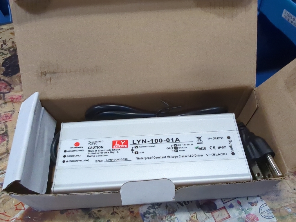 LED Driver 100 Watts 110V AC to 12V DC Low Voltage Output, IP67 Waterproof Power Low Voltage Transformer Adapter with 3 pin Plug LED Cable for LED Light bar, Indoor and Outdoor Light String