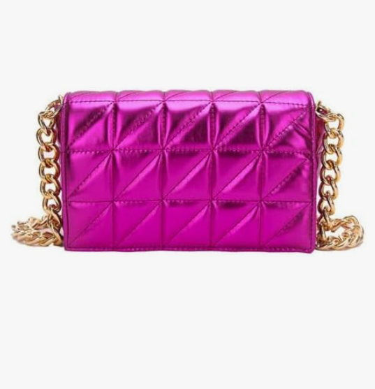 Small Metallic Glossy PU Leather Shoulder Bag Clutch Handbags for Women Fashion Chain Ladies Purse
