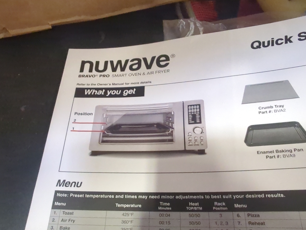 Nuwave Bravo Air Fryer Toaster Smart Oven, 10-in-1 Countertop Convection, 1800 Watts, 21-Qt Capacity, 50°-450°F Temp Controls, Top and Bottom Heater Adjustments 0%-100%, PFAS Free, Stainless Steel