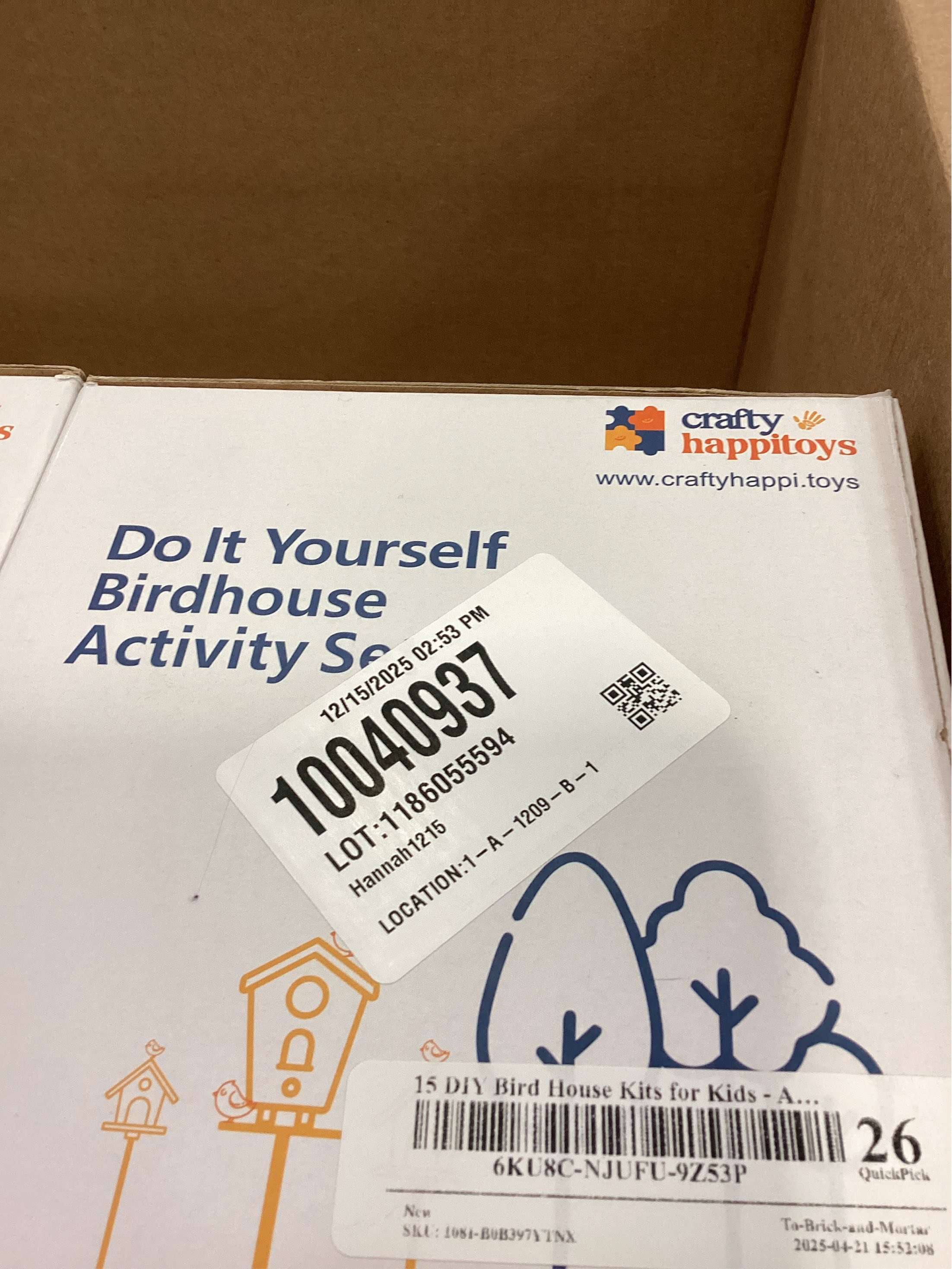Birdhouse Kit - 15 Unfinished Wood Bird Houses for Children to Paint - Wood Craft Project Kits for Kids - Wooden Arts & Craft for Girls & Boys