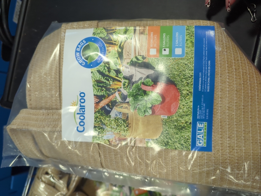 Coolaroo 2-Pack 5 Gallon Heavy Duty Plant/Vegetable/Herb/Fruit Breathable Fabric Grow Planter Pot Bags with Handles, Desert Sand
