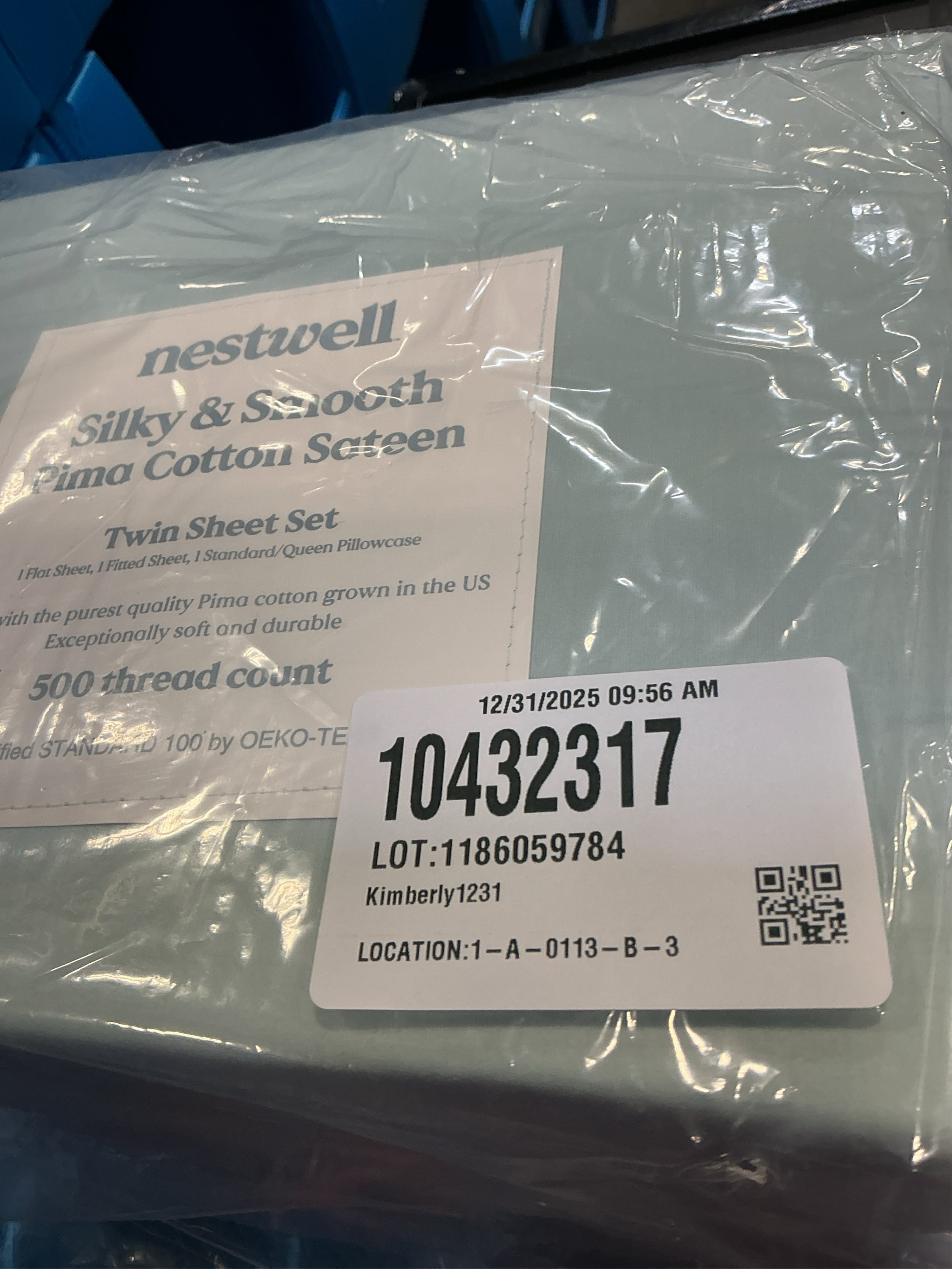 Nestwell Pima Cotton Sateen 500-Thread-Count Twin Sheet Set in Twilight Blue