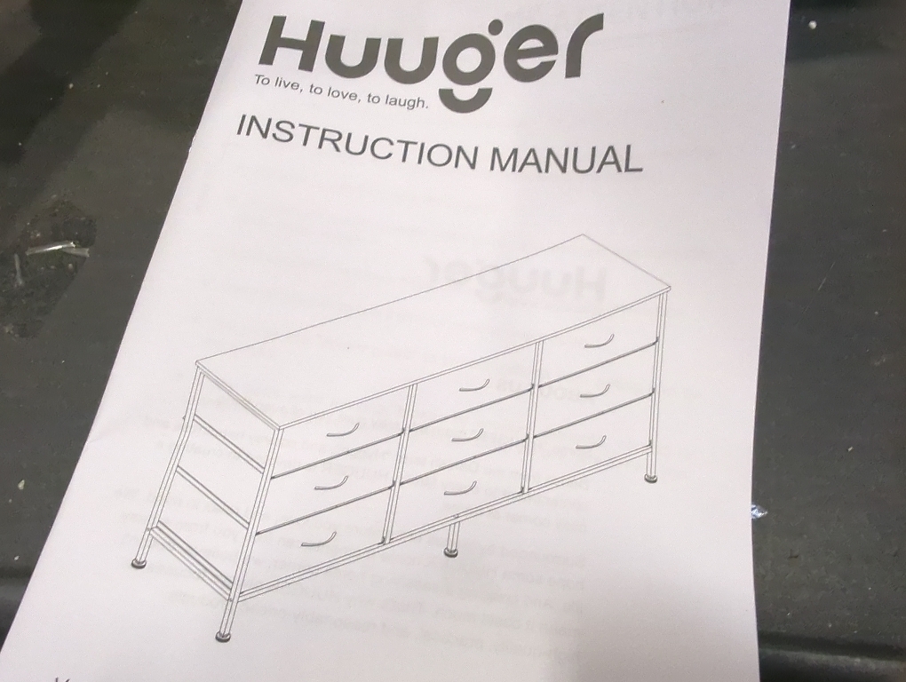 Color grey Huuger 9 Drawer Dresser, 47 Inch TV Stand for 50, 55 Inch TV, Entertainment Center with Drawers, Fabric Dresser Chest of Drawer for Bedroom, Closet, PU Leather Surface, White