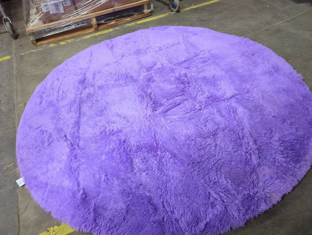 Purple Round Rugs for Bedroom - Machine Washable, Medium Circle Area Rugs for Living Room, Soft and Fluffy Shaggy Carpet for Teen Girls and Boys, Nursery Rooms, Dorms, Home Decor Aesthetic