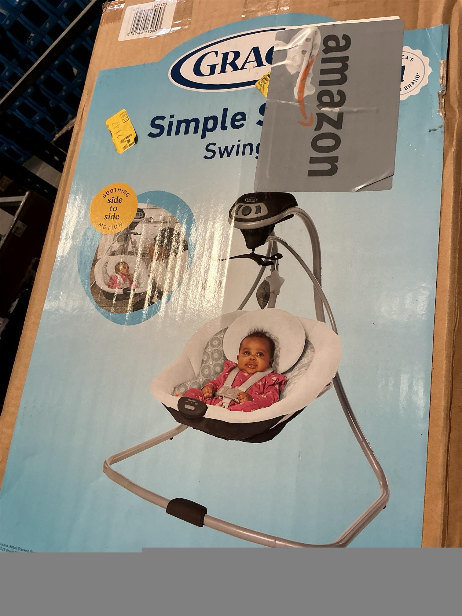 Graco Simple Sway Baby Swing, Side‑to‑Side Sway, Infant Swing with 6 Speeds, Vibration, Abbington