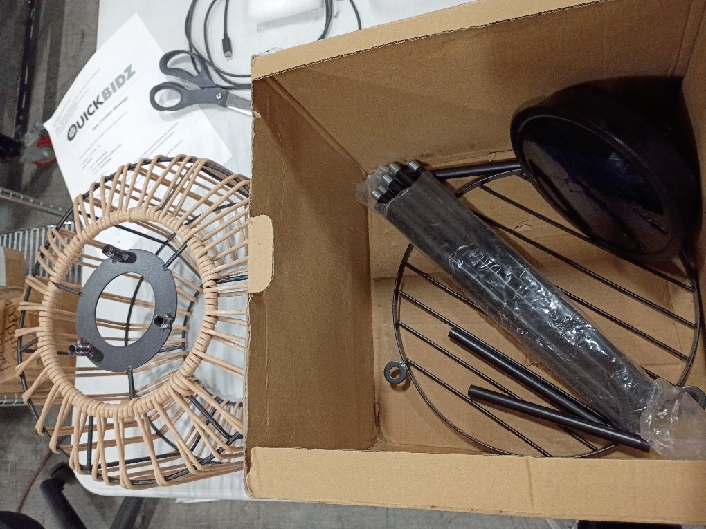 Outdoor Floor Lamp Outdoor Solar Lights Rattan Lamp with Plant Stands Metal Tripod Outdoor Floor Lamps for Patio Yard Deck Porch Walkway Driveway Garden Decor (no test )