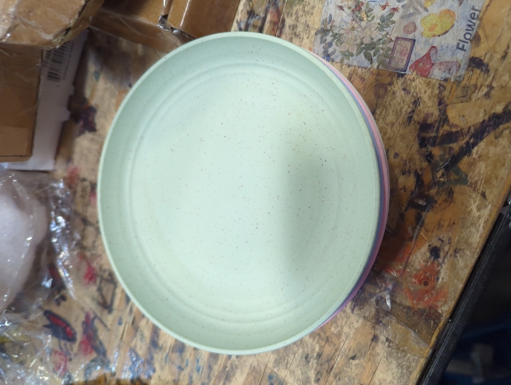 JSYMJSY Wheat Straw Deep Plate, 9 Unbreakable Reusable Plastic Plate Set of 6, Thicker & Lightweight for Kitchen | Party | Camping | Picnic | RV, Dishwasher Safe, Multicolor