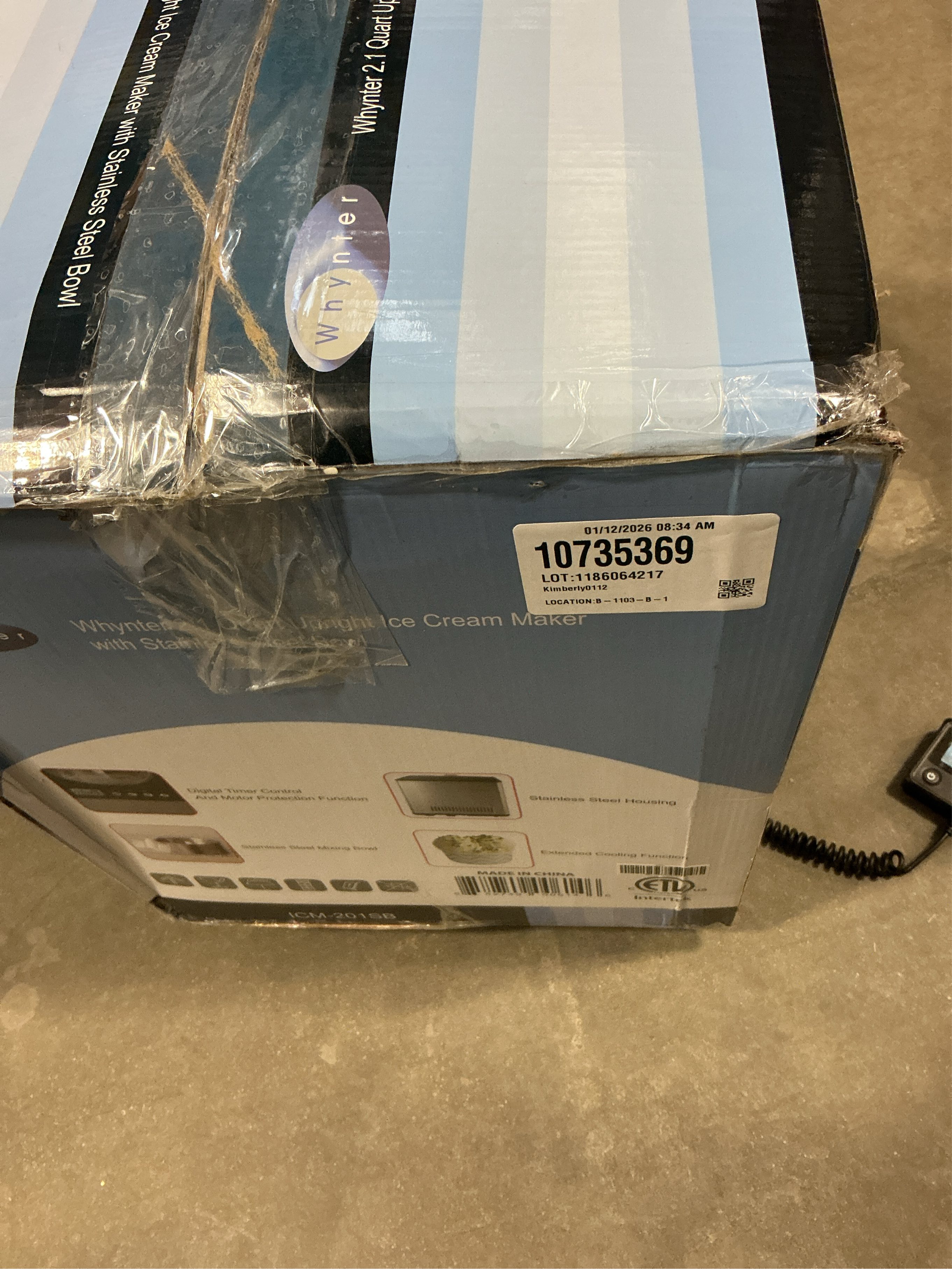 Whynter 2.1 Quart Upright Ice Cream Maker with Stainless Steel Bowl