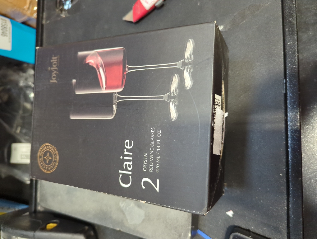 JoyJolt Claire Crystal Red Wine Glasses –  Set of 2 - 14-Ounce Wine Glass Set – Made in Europe